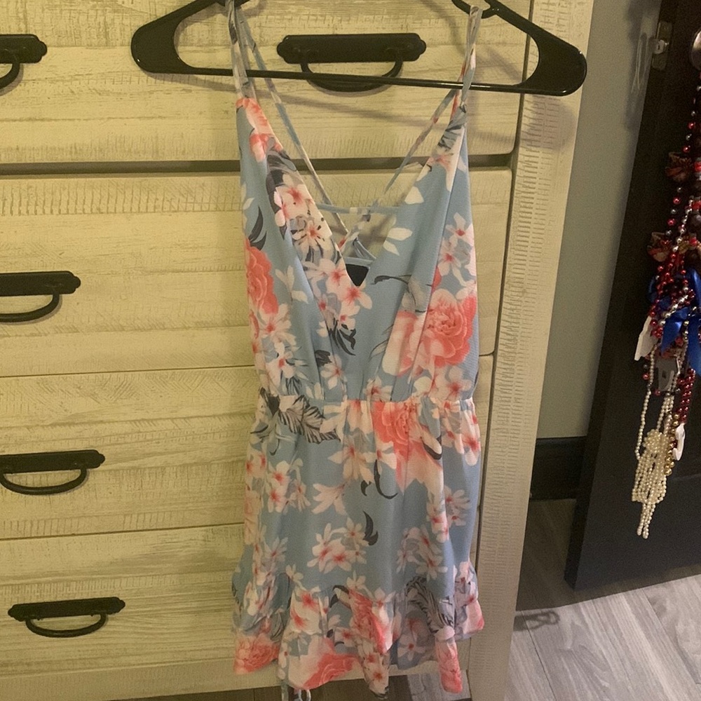 Blue floral romper